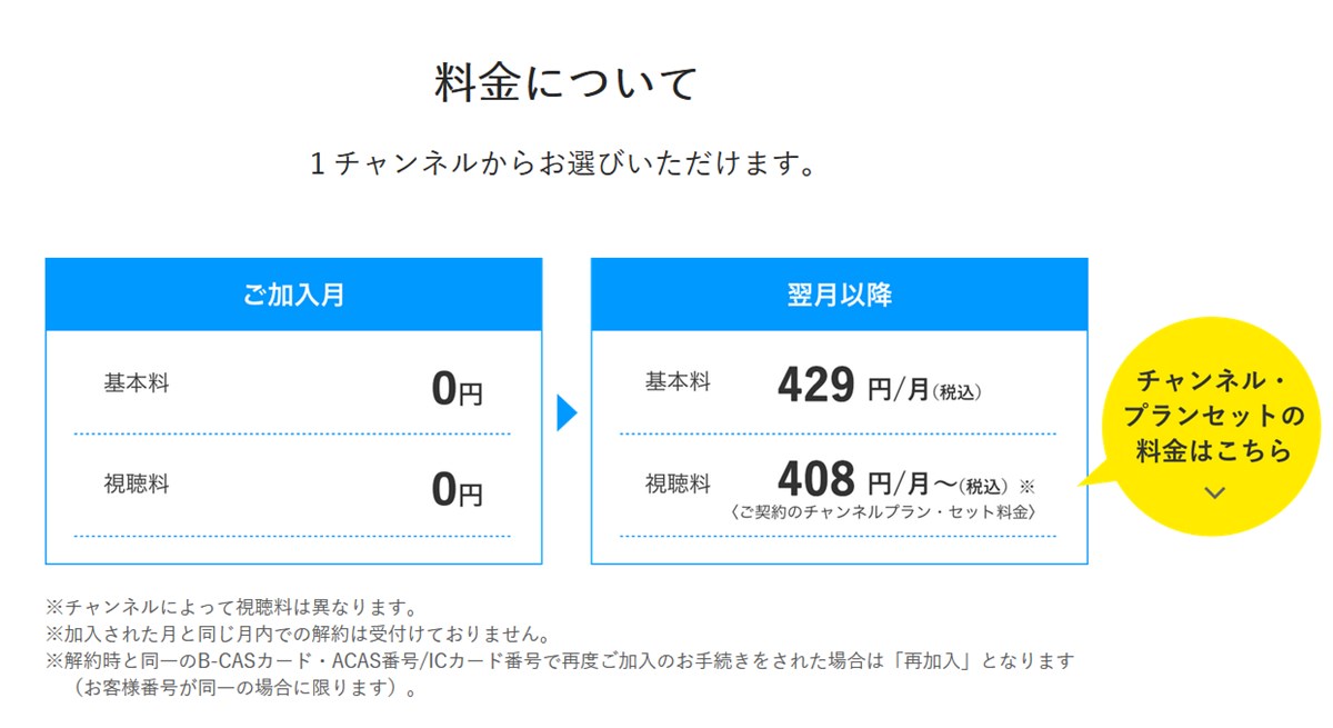 スカパーは1chだけ契約が可能