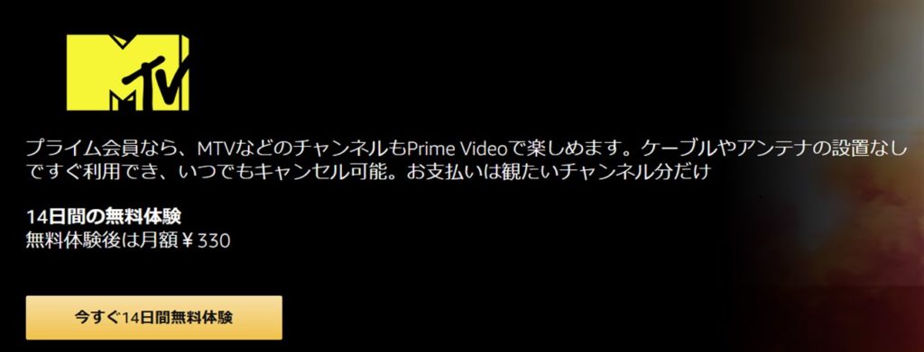 AmazonのMTVは毎月３３０円